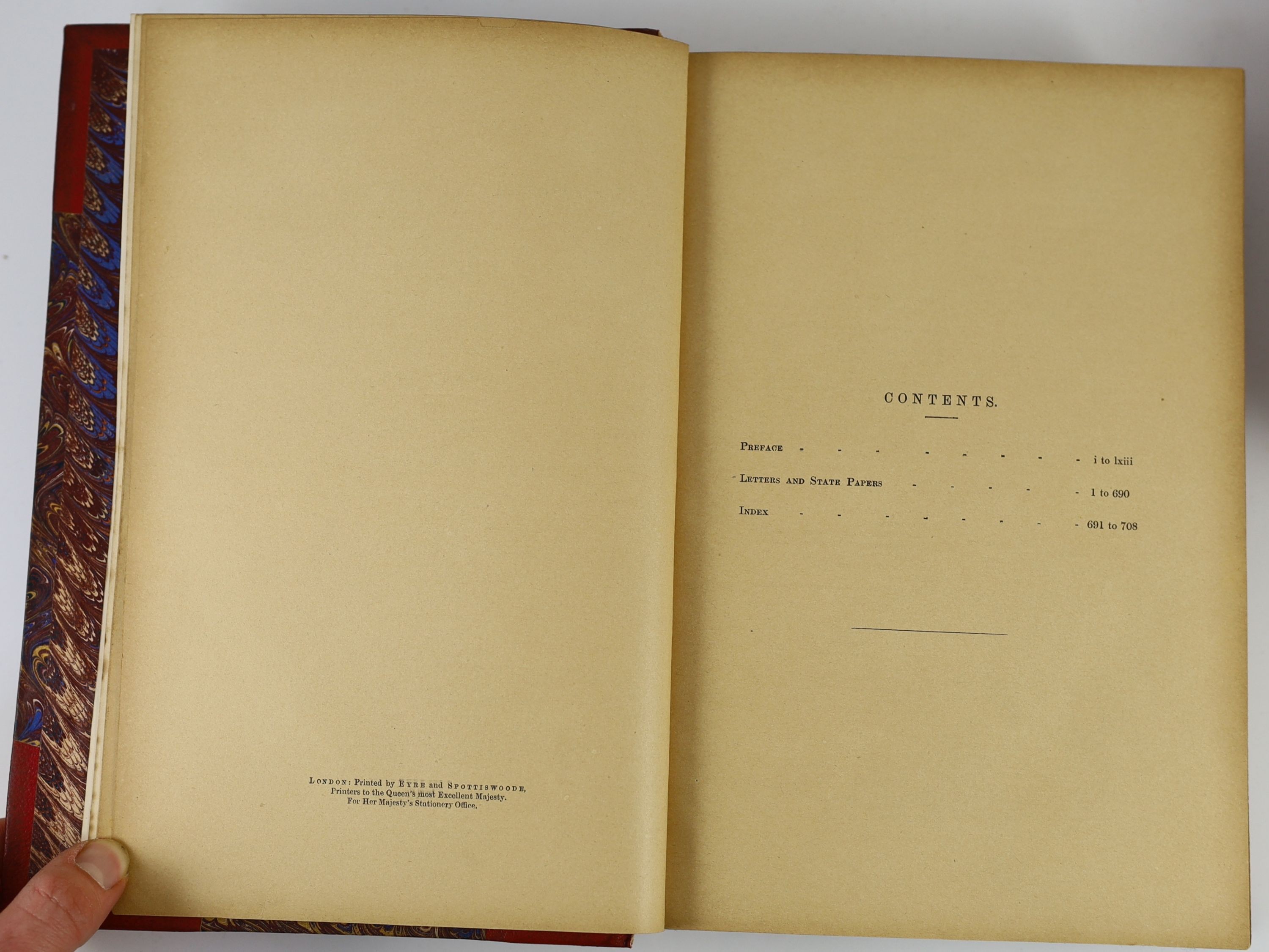 State Papers (Spanish) - Calendar of Letters and State Papers relating to English Affairs, preserved principally in the archives of Simancas ....edited by Martin A. S. Hume. vols 1-3 (of 4). early 20th cent. red half mor